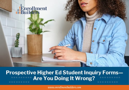 Tip for higher ed enrollment management: created request for information forms that get results and lead to enrollments. | Young woman is completing a request for information form on a college or university website. 